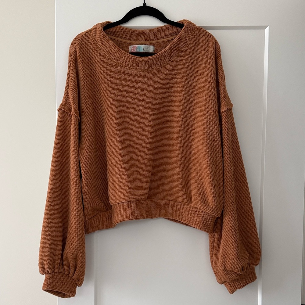 Free People Rust Crew Neck Sweater